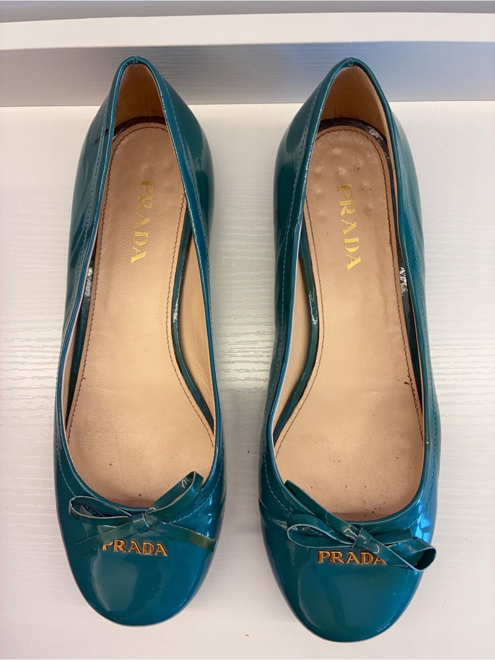 Prada Patent Leather Bow Ballet Flats
